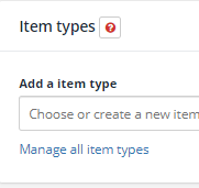 Open up 'Item types' section
